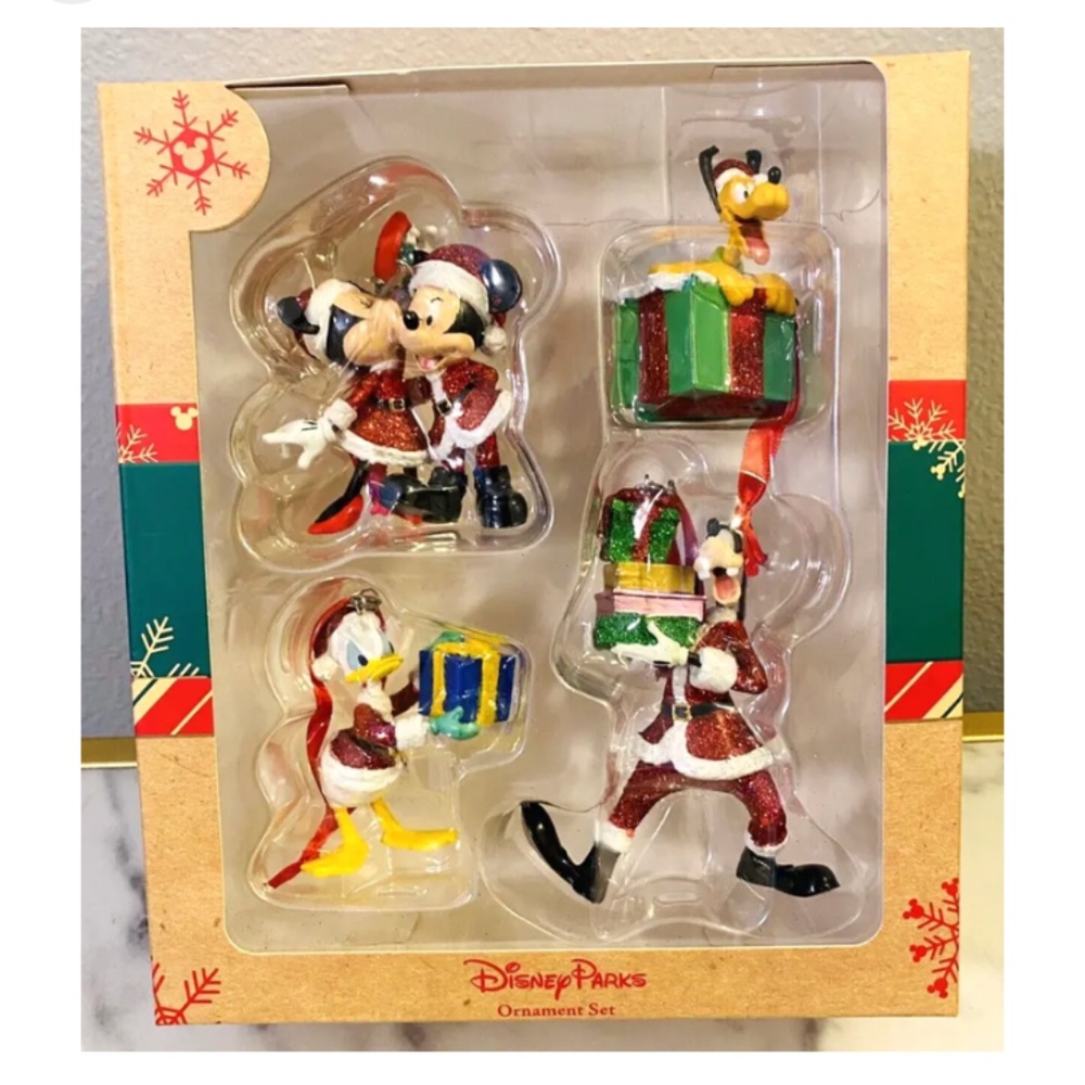 NEW Disney Parks Mickey and Friends Ornament Box Set Minnie Donald Goofy Pluto